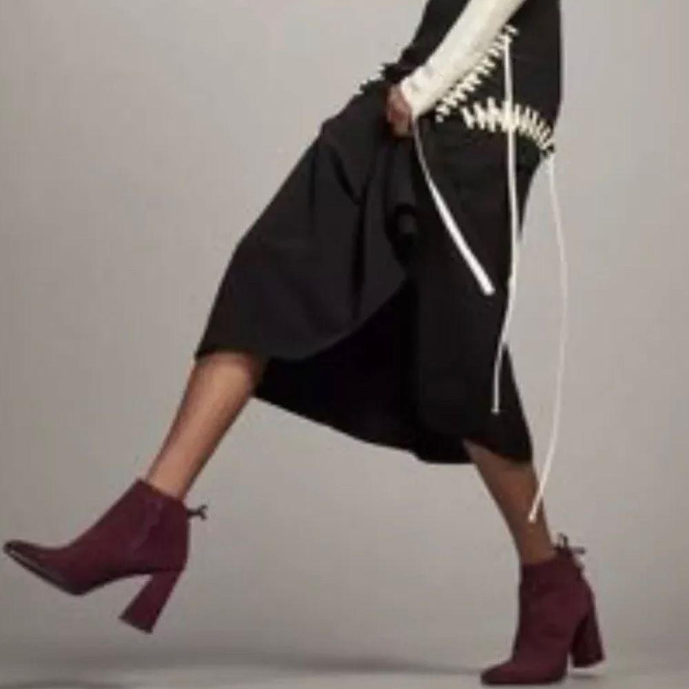 Stuart Weitzman Lofty Bordeaux Wine Suede Bootie